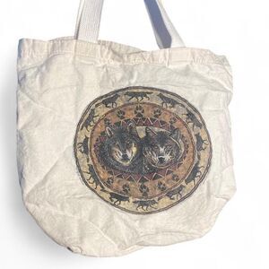 Vintage Native American wolf print tote bag